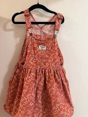 5T OshKosh B'gosh Toddler Girls Floral Printed Corduroy Skirtall Jumper Dress